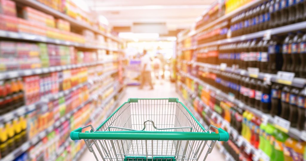shopping trolley in supermarket store