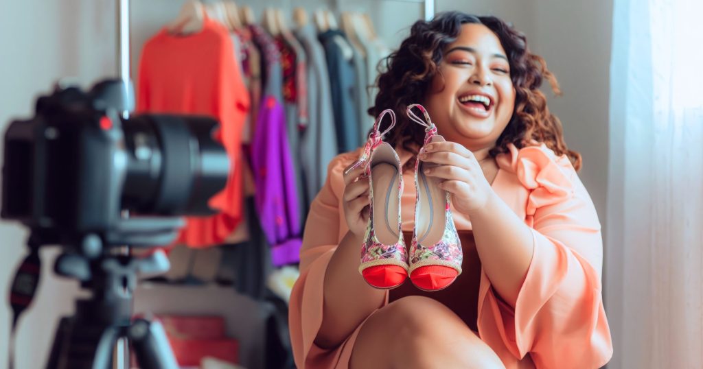 online seller selling clothes and-shoes via live
