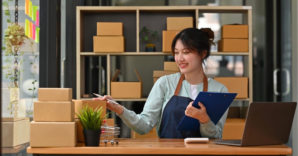sme business owner checking orders