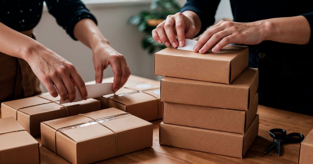 small business owners packaging orders