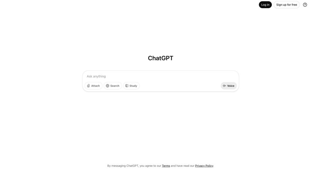 หน้าใช้งานหลักของ Chat GPT